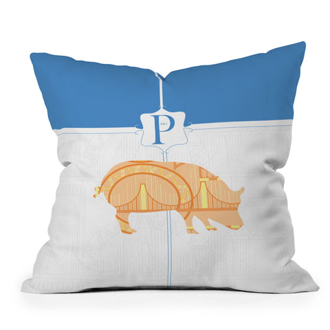 Jennifer Hill Mister Pig Outdoor Throw Pillow