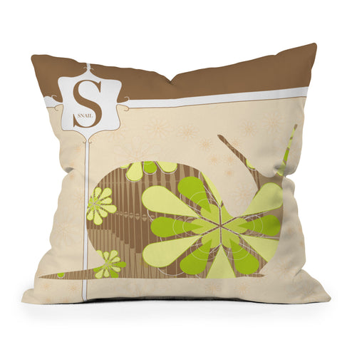 Jennifer Hill Mister Snail Outdoor Throw Pillow