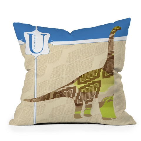 Jennifer Hill Mister Ultrasaurus Outdoor Throw Pillow