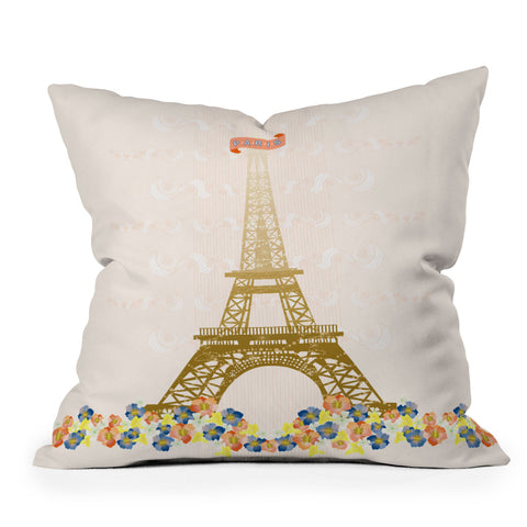 Jennifer Hill Paris Eiffel Tower Outdoor Throw Pillow