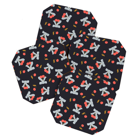 Jennifer Labre Cherries and Bows Coaster Set