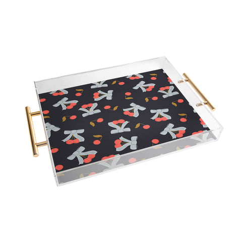 Jennifer Labre Cherries and Bows Acrylic Tray