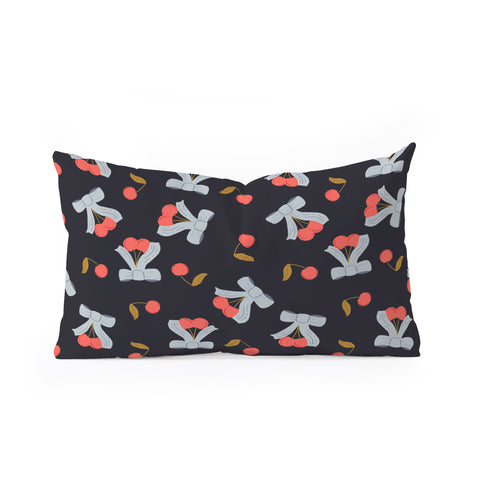 Jennifer Labre Cherries and Bows Oblong Throw Pillow
