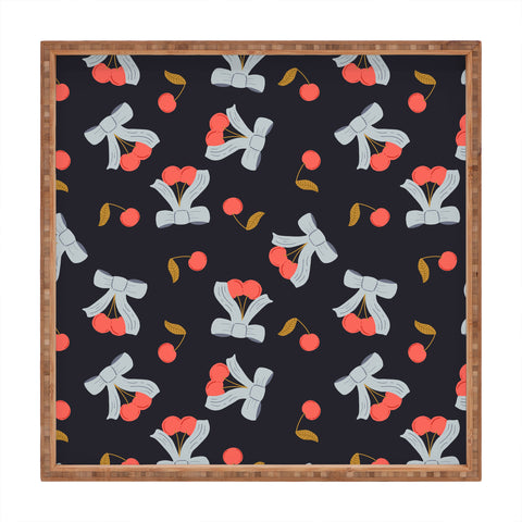 Jennifer Labre Cherries and Bows Square Tray