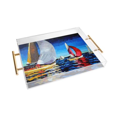 Jenny Grumbles Regatta at Twilight Acrylic Tray