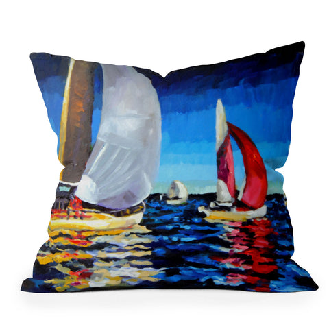 Jenny Grumbles Regatta at Twilight Outdoor Throw Pillow