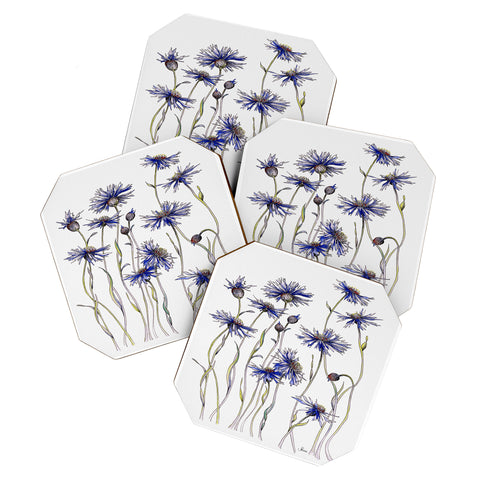 Jessica Hanselmann Blue Cornflowers Coaster Set