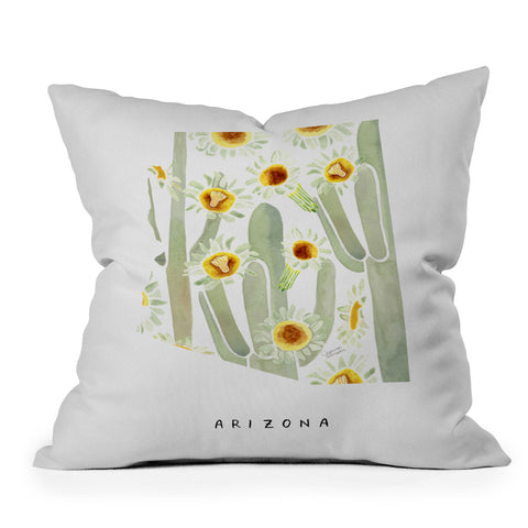 Jessica Larson Arizona State Saguaro Cactus Outdoor Throw Pillow