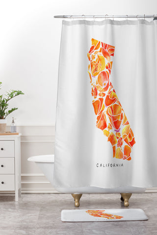 Jessica Larson California Poppies I Shower Curtain And Mat