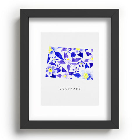 Jessica Larson Colorado State Flower Blue Recessed Framing Rectangle