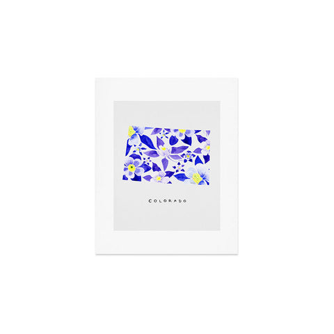 Jessica Larson Colorado State Flower Blue Art Print