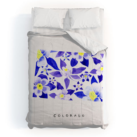 Jessica Larson Colorado State Flower Blue Comforter