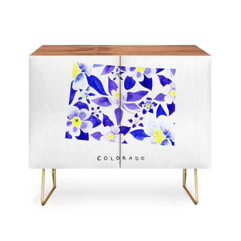 Jessica Larson Colorado State Flower Blue Credenza