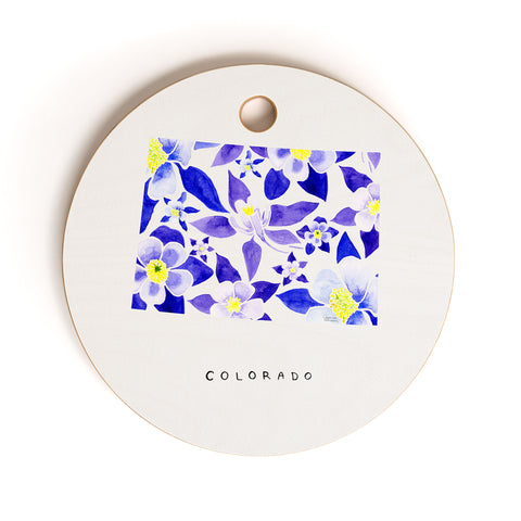 Jessica Larson Colorado State Flower Blue Cutting Board Round