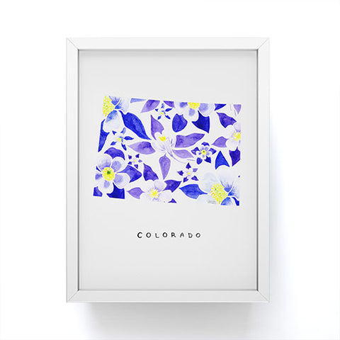 Jessica Larson Colorado State Flower Blue Framed Mini Art Print