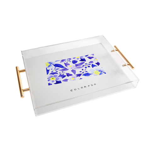 Jessica Larson Colorado State Flower Blue Acrylic Tray
