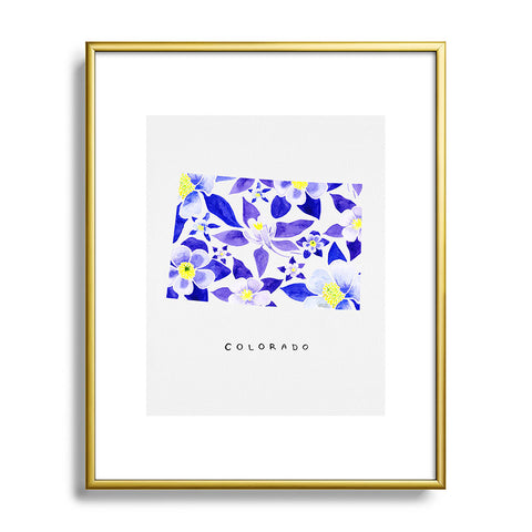 Jessica Larson Colorado State Flower Blue Metal Framed Art Print