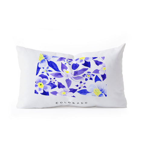 Jessica Larson Colorado State Flower Blue Oblong Throw Pillow