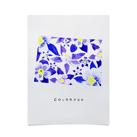 Jessica Larson Colorado State Flower Blue Poster