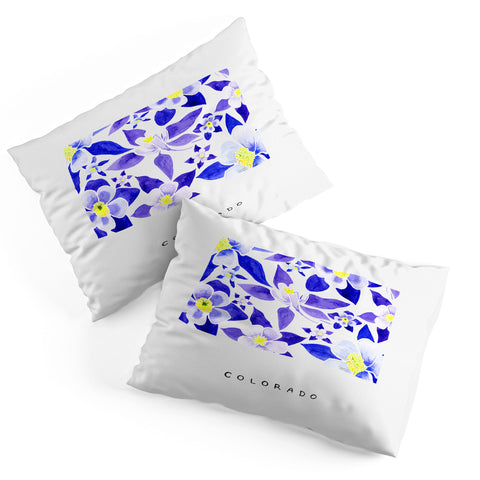 Jessica Larson Colorado State Flower Blue Pillow Shams