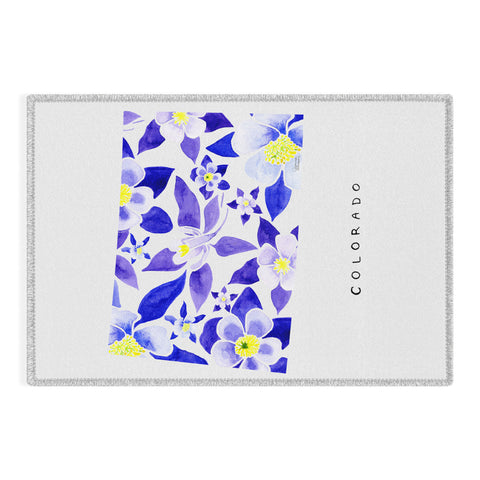 Jessica Larson Colorado State Flower Blue Outdoor Rug
