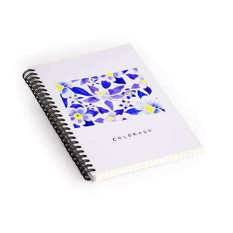 Jessica Larson Colorado State Flower Blue Spiral Notebook