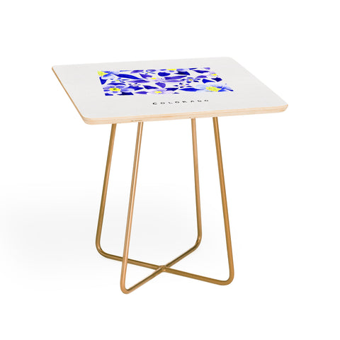 Jessica Larson Colorado State Flower Blue Side Table