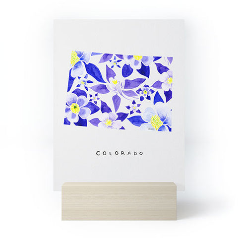 Jessica Larson Colorado State Flower Blue Mini Art Print