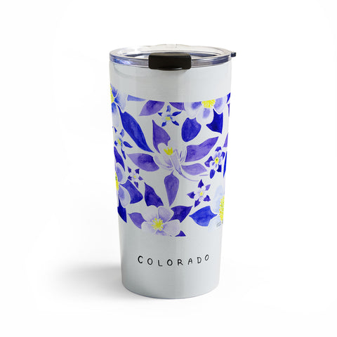 Jessica Larson Colorado State Flower Blue Travel Mug