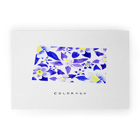 Jessica Larson Colorado State Flower Blue Welcome Mat