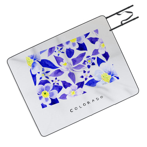 Jessica Larson Colorado State Flower Blue Picnic Blanket