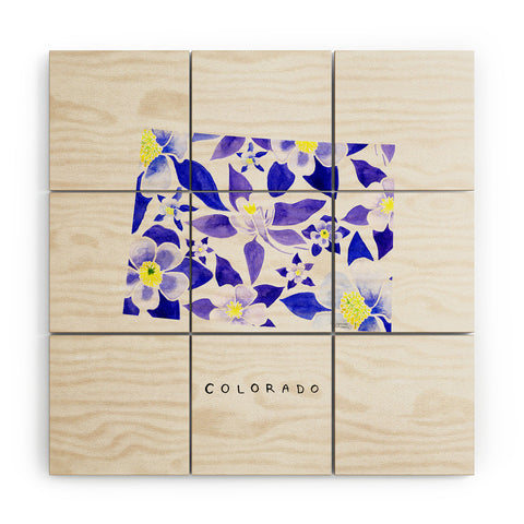 Jessica Larson Colorado State Flower Blue Wood Wall Mural