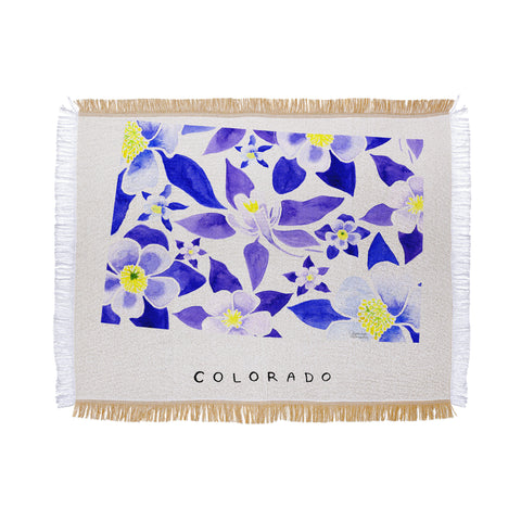 Jessica Larson Colorado State Flower Blue Throw Blanket