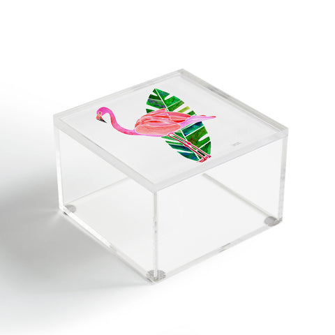 Jessica Larson Flamingo and Banana Leaf Acrylic Box