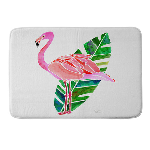 Jessica Larson Flamingo and Banana Leaf Memory Foam Bath Mat