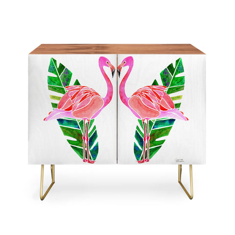 Jessica Larson Flamingo and Banana Leaf Credenza