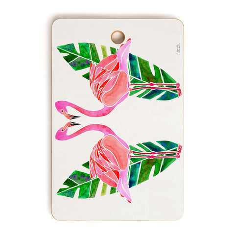 Jessica Larson Flamingo and Banana Leaf Cutting Board Rectangle
