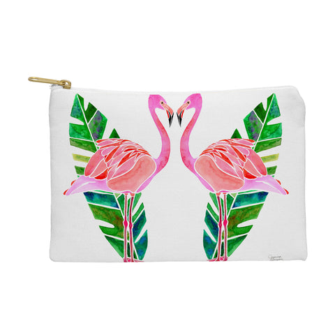 Jessica Larson Flamingo and Banana Leaf Pouch