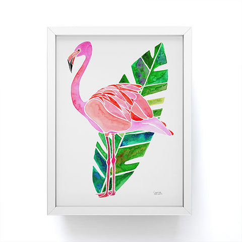 Jessica Larson Flamingo and Banana Leaf Framed Mini Art Print