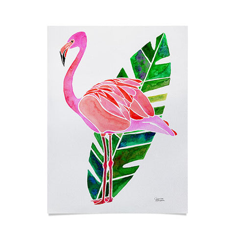 Jessica Larson Flamingo and Banana Leaf Poster