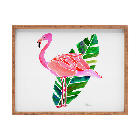 Jessica Larson Flamingo and Banana Leaf Rectangular Tray