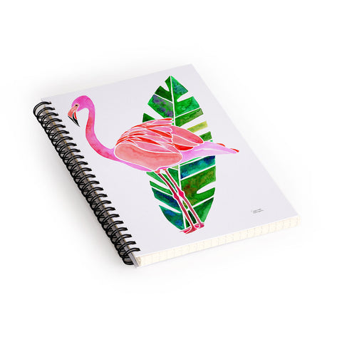 Jessica Larson Flamingo and Banana Leaf Spiral Notebook