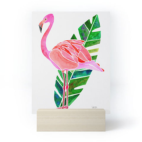 Jessica Larson Flamingo and Banana Leaf Mini Art Print
