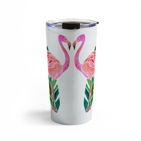Jessica Larson Flamingo and Banana Leaf Travel Mug