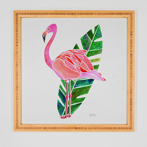 Jessica Larson Flamingo and Banana Leaf Framed Wall Art