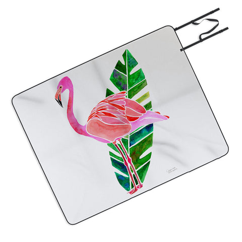Jessica Larson Flamingo and Banana Leaf Picnic Blanket