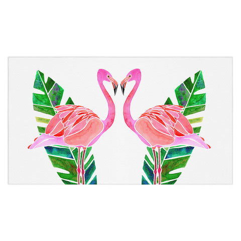 Jessica Larson Flamingo and Banana Leaf Tablecloth