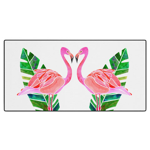 Jessica Larson Flamingo and Banana Leaf Desk Mat