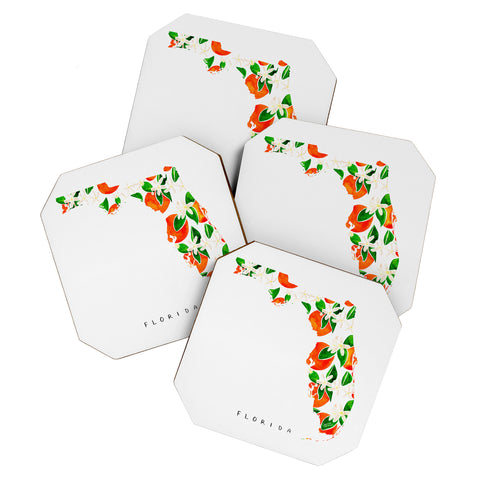 Jessica Larson Florida State Flower Orange Coaster Set