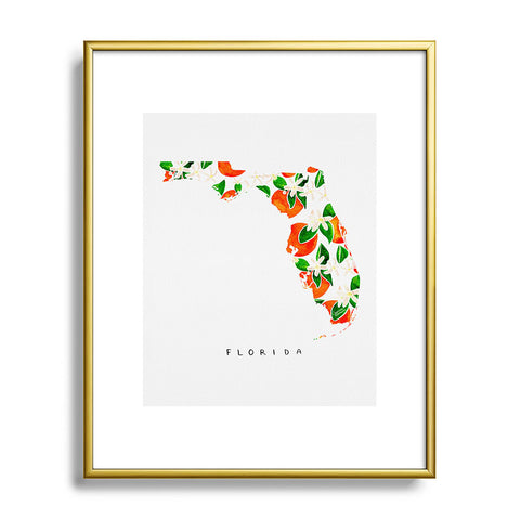 Jessica Larson Florida State Flower Orange Metal Framed Art Print